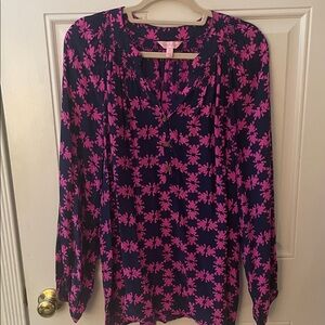 Lilly Pulitzer Pink and Navy Women's Top